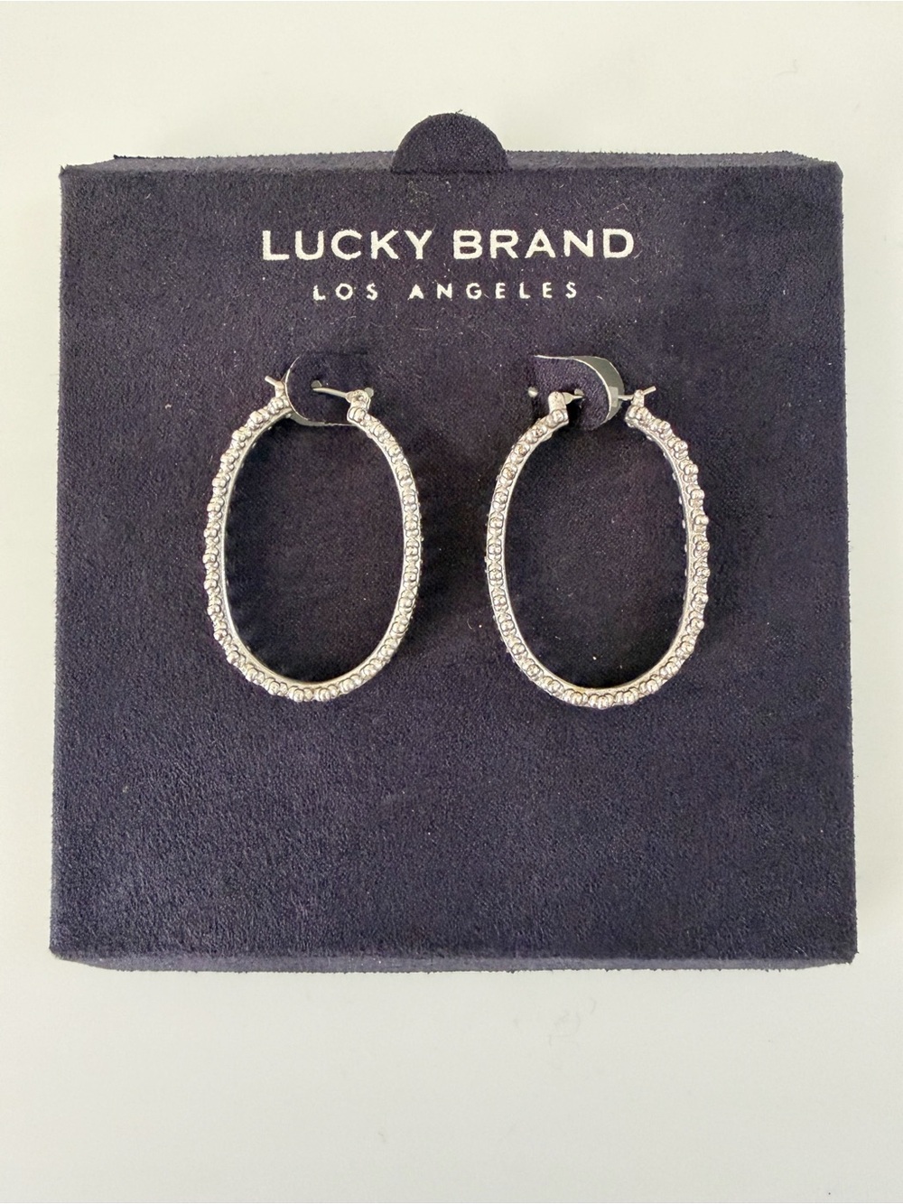 Lucky Brand Silver Tone Oval Earrings NEW